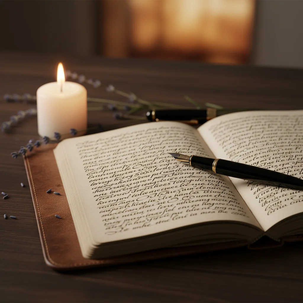Cuaderno de consejería espiritual y vela encendida